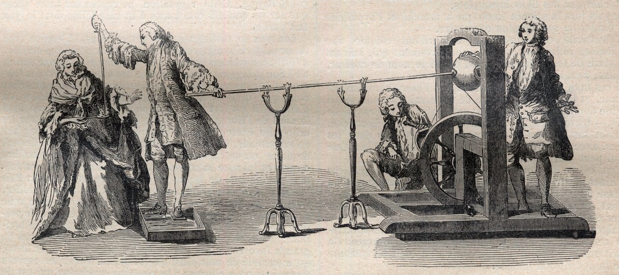 Experiment uitgevoerd met de Boze-machine: ontsteking van de geest van wijn met de punt van een zwaard door Unknown artist
