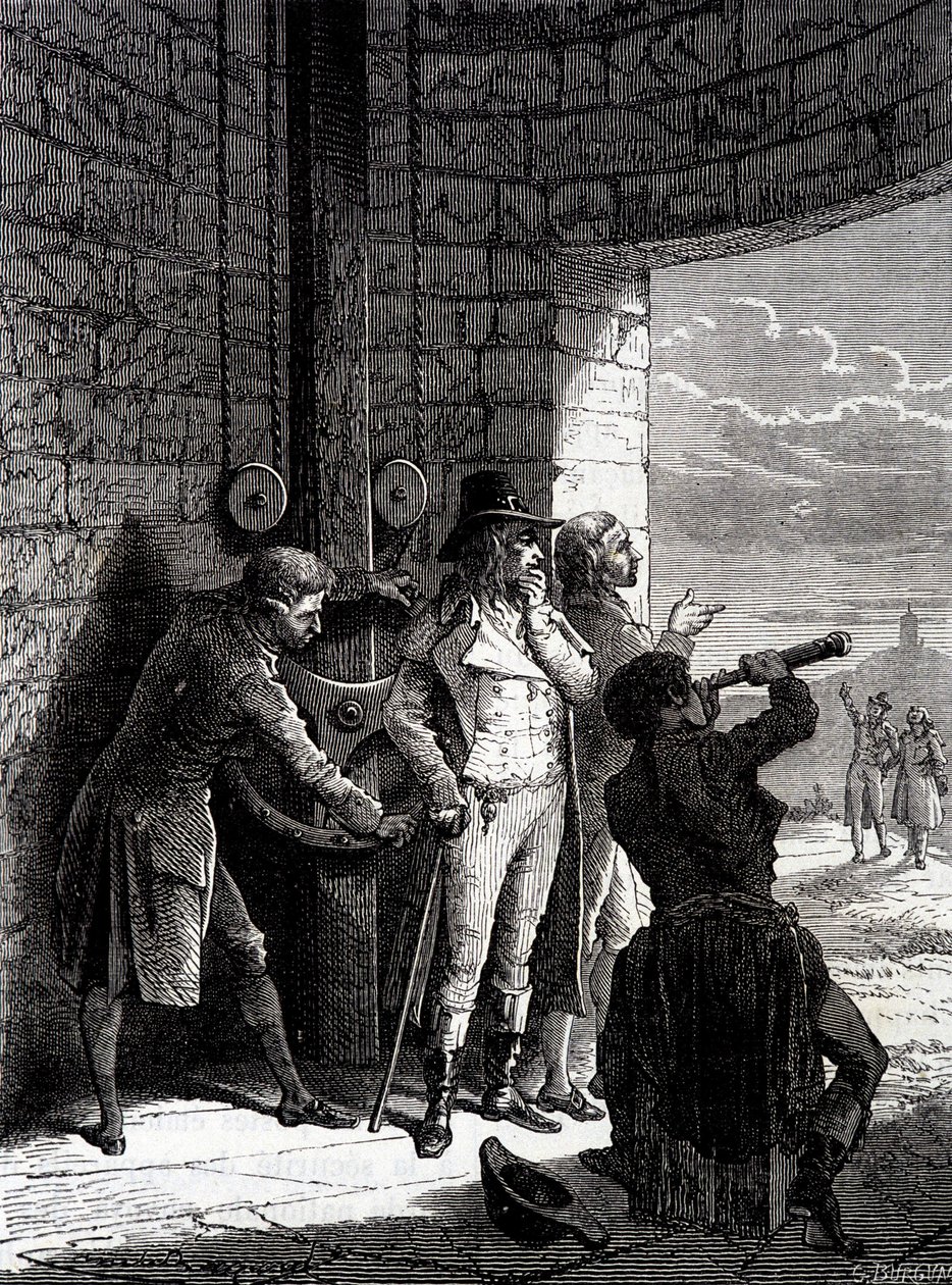 Experiment van de Chappe telegraaf uitgevoerd op 12 juli 1793, van Ménilmontant naar Saint-Martin-du-Tertre voor de commissarissen van de Conventie - in 
