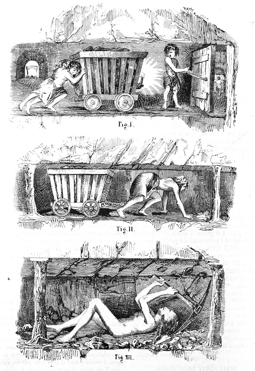 Uitbuiting van kinderarbeid in Engelse kolenmijnen door Unknown artist