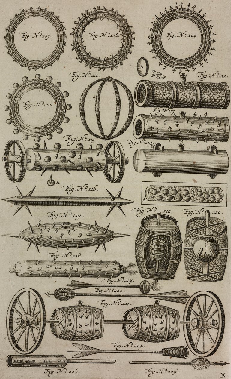 Explosieve cilinders en vaten, gravure uit Grand Art d
