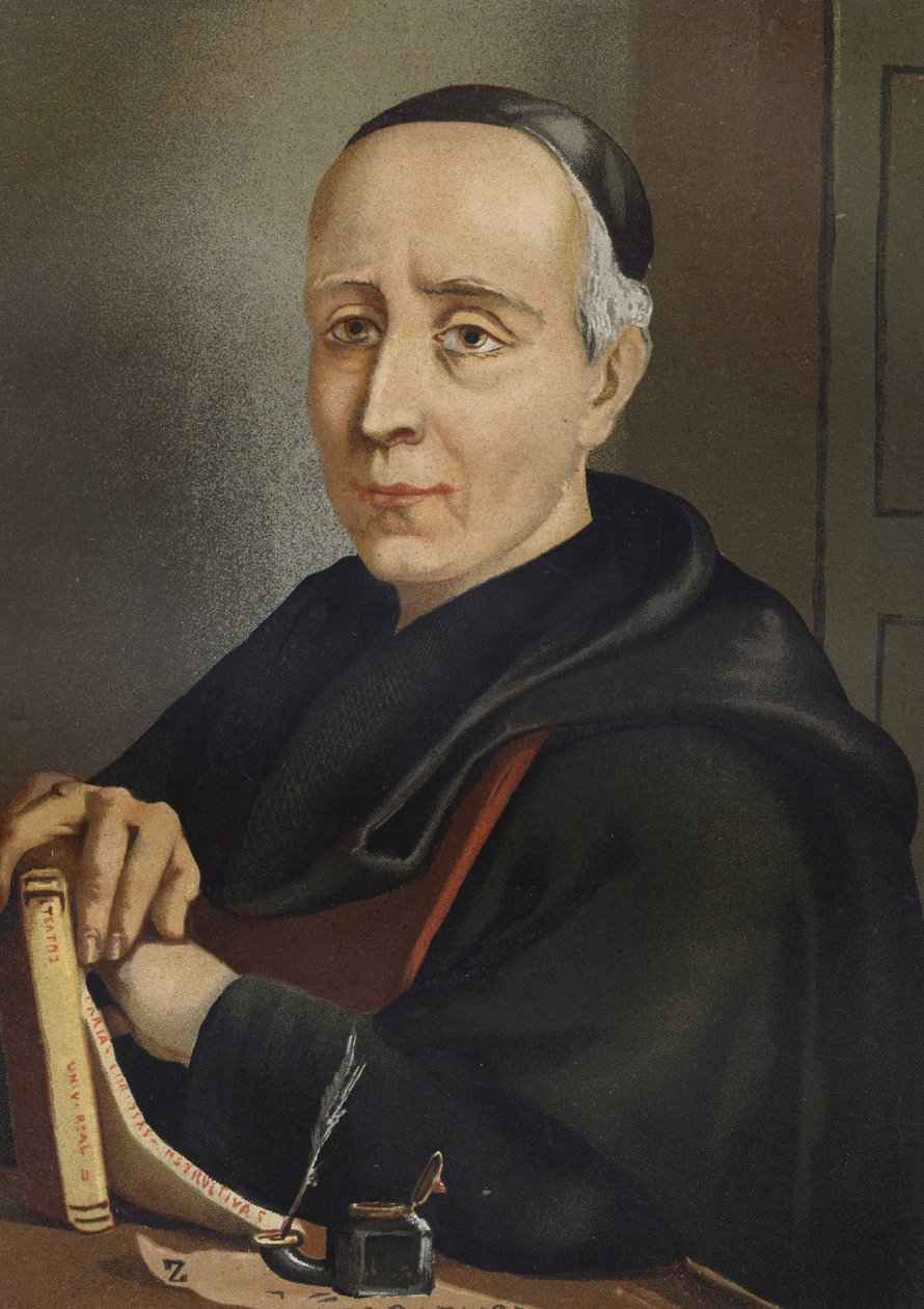 FEIJOO y MONTENEGRO, Benito Jeronimo (1673-1764). Spaanse schrijver en essayist - portret door Benito Jeronimo of Feijoo (1676-1764). Spaanse theoloog en medicus na hombres y Mujeres celebres. Barcelona 1877. door Unknown artist