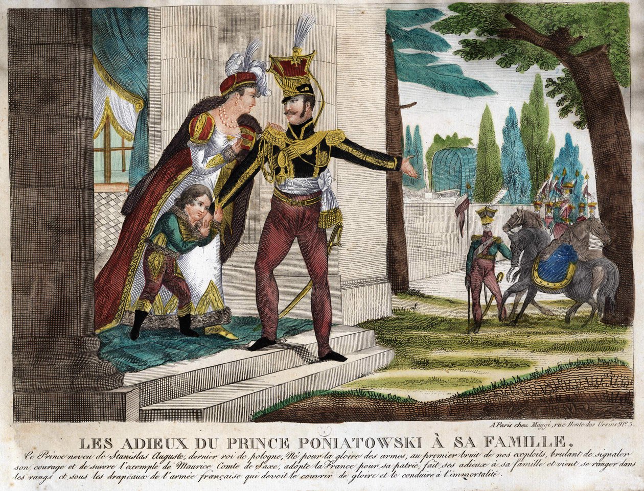 Afscheid van Prins Joseph (Jozef) Antoni Poniatowski (1763-1813) van zijn familie, gravure van de tijd door Unknown artist