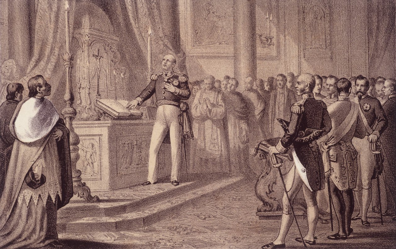 Ferdinand I van Bourbon of Ferdinand IV (1751 - 1825), koning van Napels, opende de grondwet van 1820 - in 