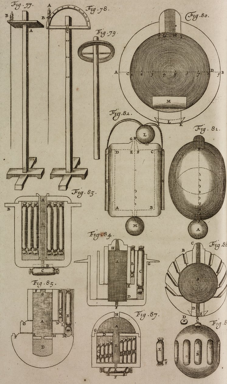 Vuurballen voor pyrotechnische vertoningen op water, gravure uit Grand Art d