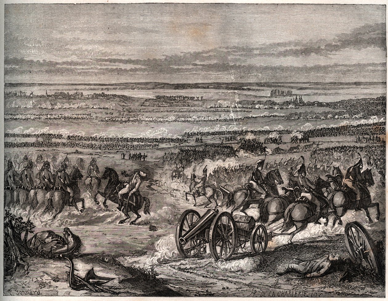 Eerste coalitie: Slag bij La Favorite (Italië), januari 1797, tussen de Franse troepen van Napoleon en het Oostenrijkse leger tijdens de eerste Italiaanse campagne (1796-1797). door Unknown artist
