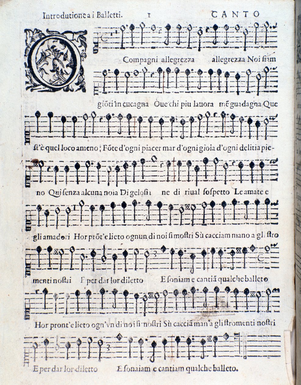 Eerste pagina van Balletti voor vijf stemmen door Giovanni Giacomo Gastoldi door Unknown artist