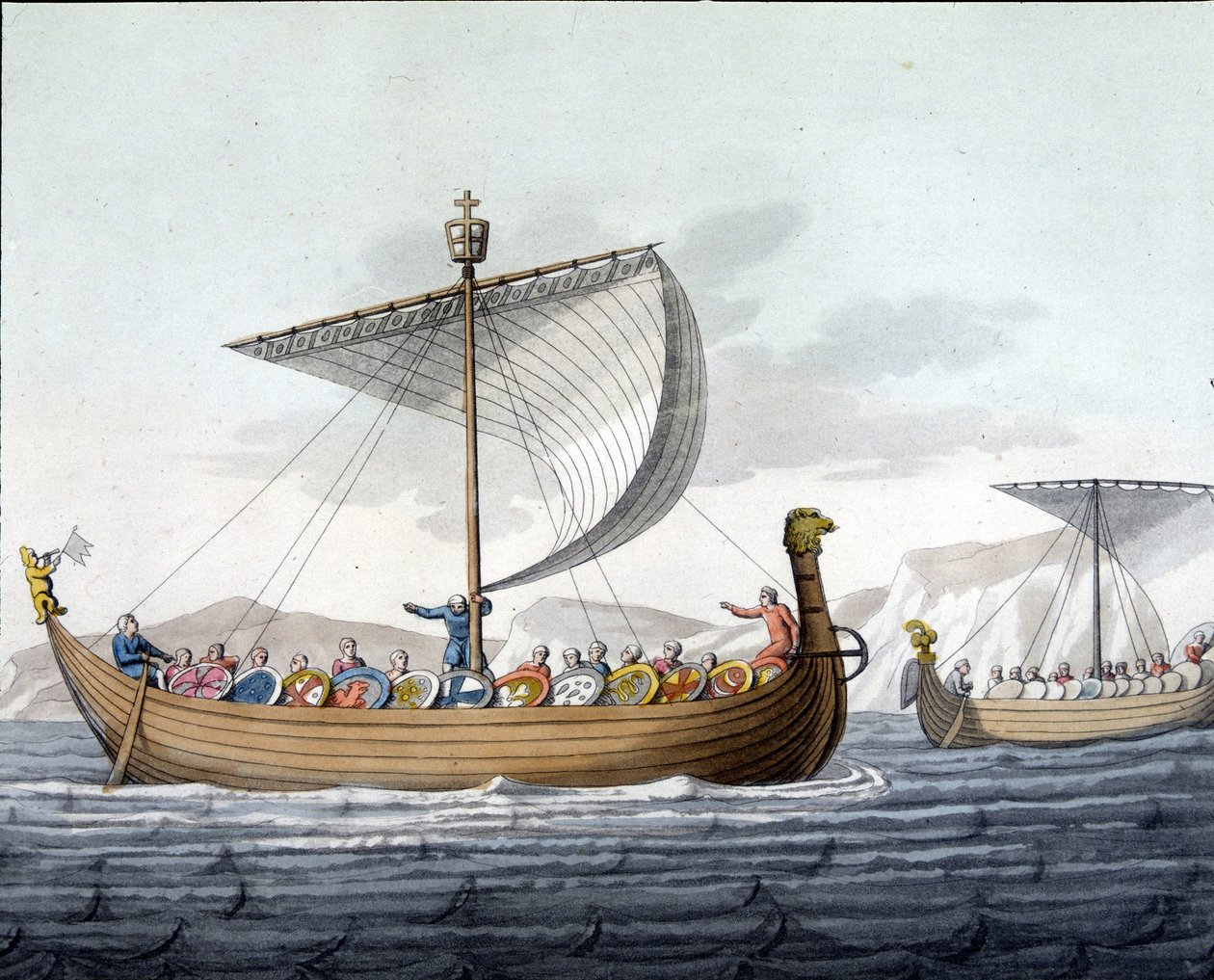 Vloot van Willem I de Veroveraar (1027 - 1087) zeilt naar Engeland - in 