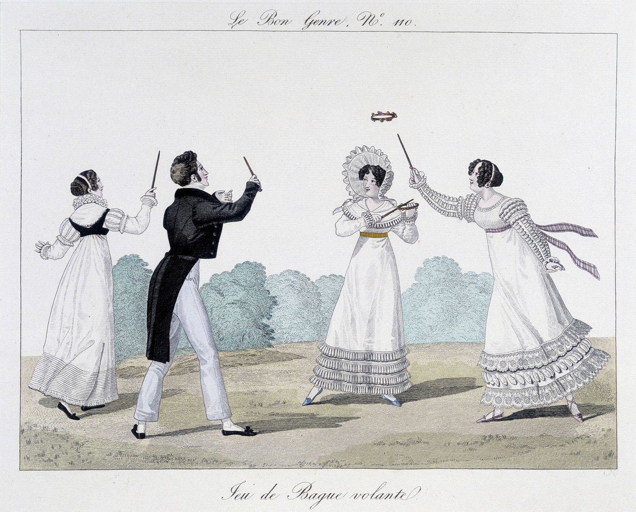 Vliegende ring spel - in "The Good Genre", nr. 110, begin 19e eeuw door Unknown artist