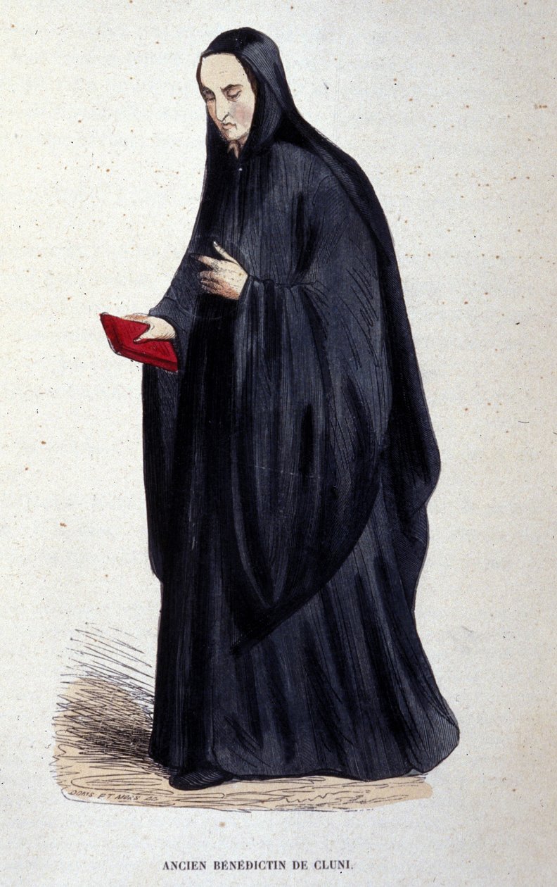 Voormalige Benedictijn van Cluny. Gravure uit een album over religieuze orden, Parijs door Unknown artist