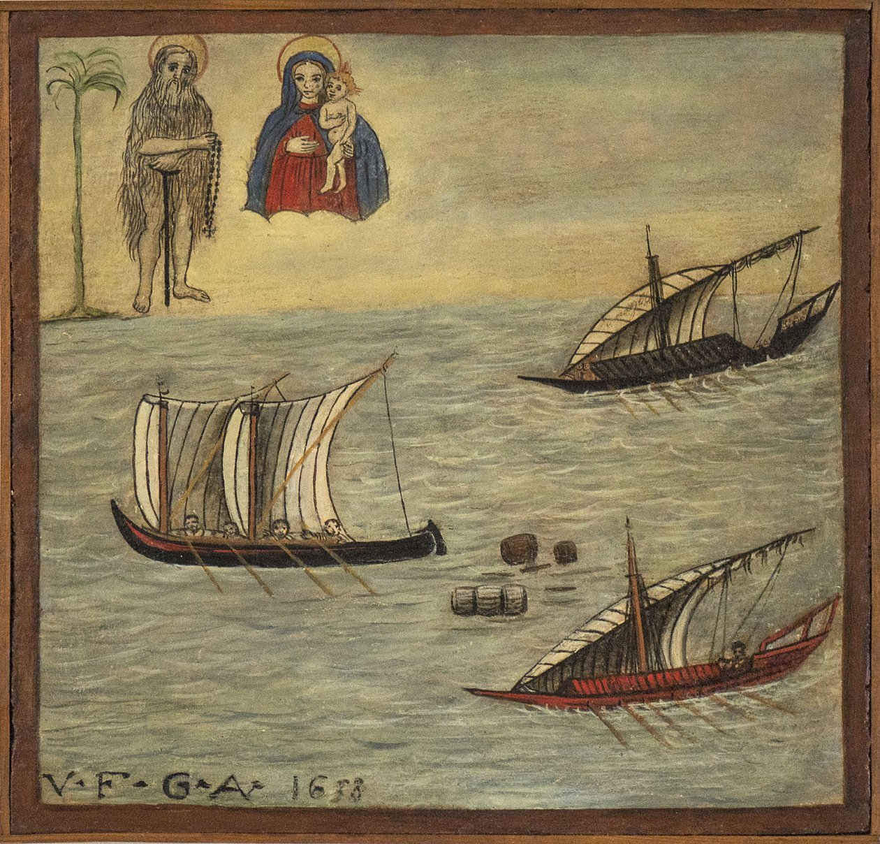 Ex voto zeeman, populaire offer als teken van toewijding en dankbaarheid van de zeeman die de gevaren van de zee heeft overleefd, afkomstig uit de Kerk van Carmine, Torre del Greco, nabij Napels 1638 Italië door Unknown artist