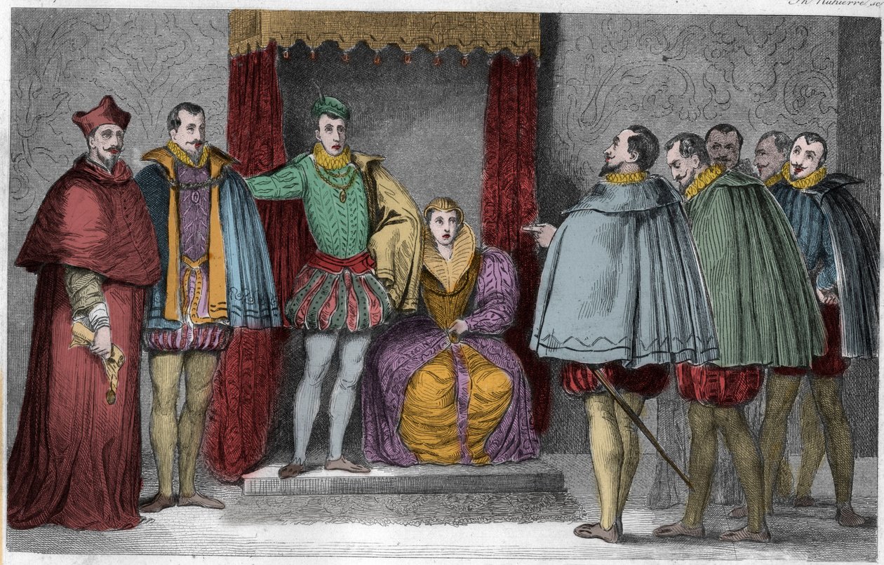 Francis II (1544-60) vertelt de parlementaire afgevaardigden dat de hertog van Guise en de kardinaal de staat zullen besturen door Unknown artist