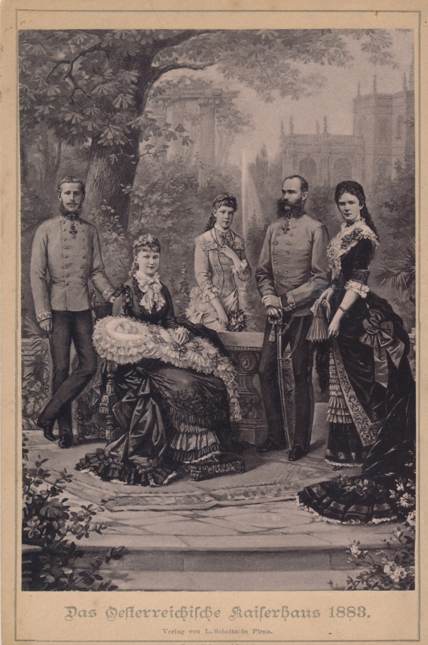 Franz Joseph I en Elisabeth van Oostenrijk en hun keizerlijke familie door Unknown artist