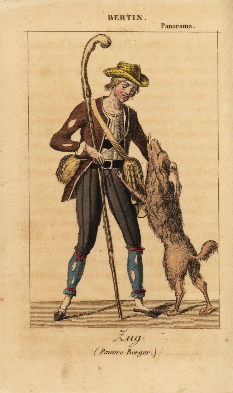 Franse acteur Bertin als Zug in het historische melodrama Pauvre Berger door Daubigny, Carmouche en Hyacinthe in het Theatre du Panorama Dramatique door Unknown artist