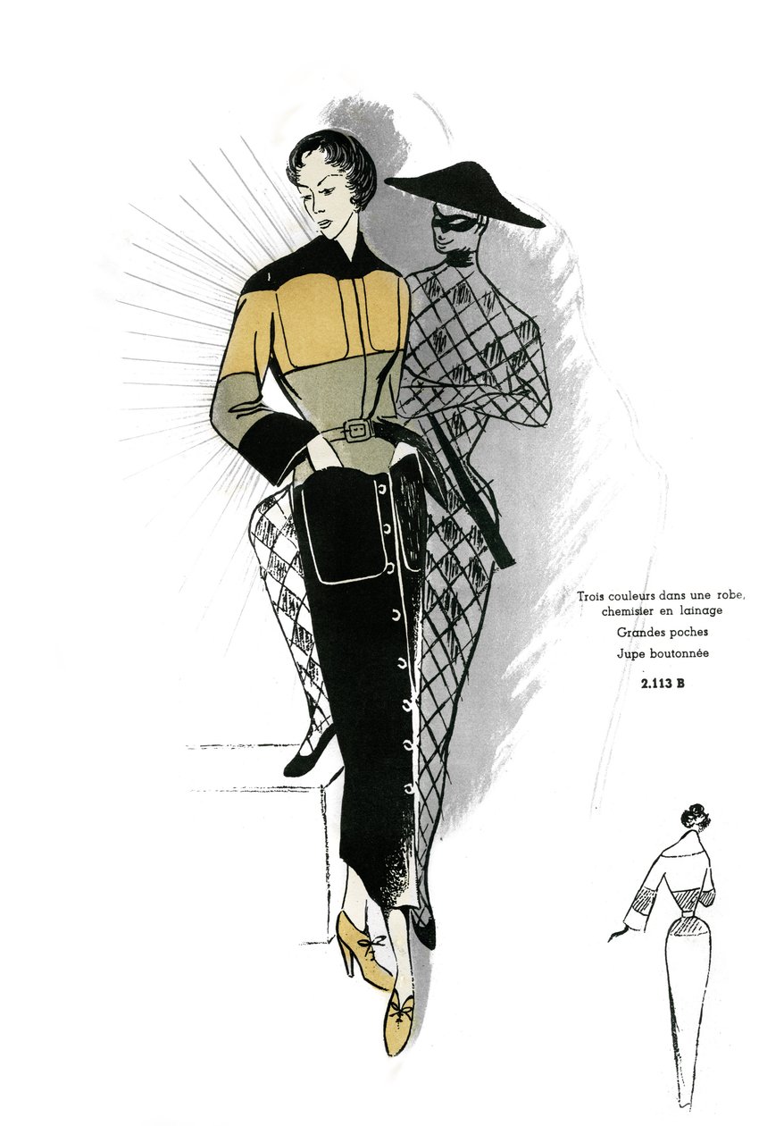 Franse mode, wollen overhemdjurk ontwerp. door Unknown artist