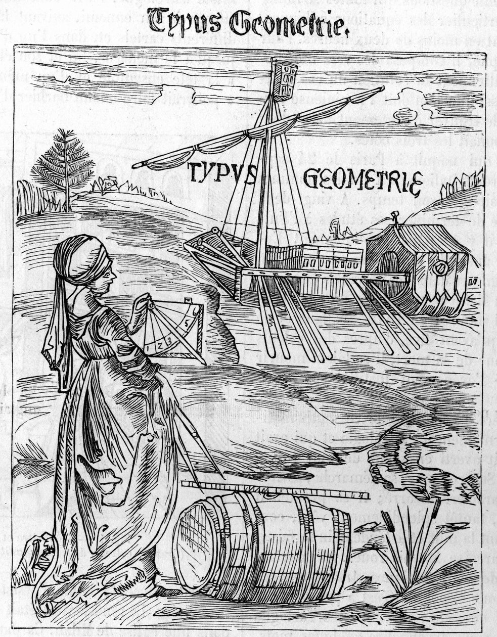 Frontispice van geometrie in de "Margarita Philosophica" door Gregor Reisch (1467-1525) door Unknown artist