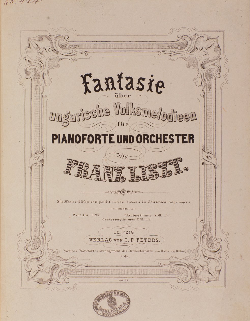 Frontispice van de partituur 