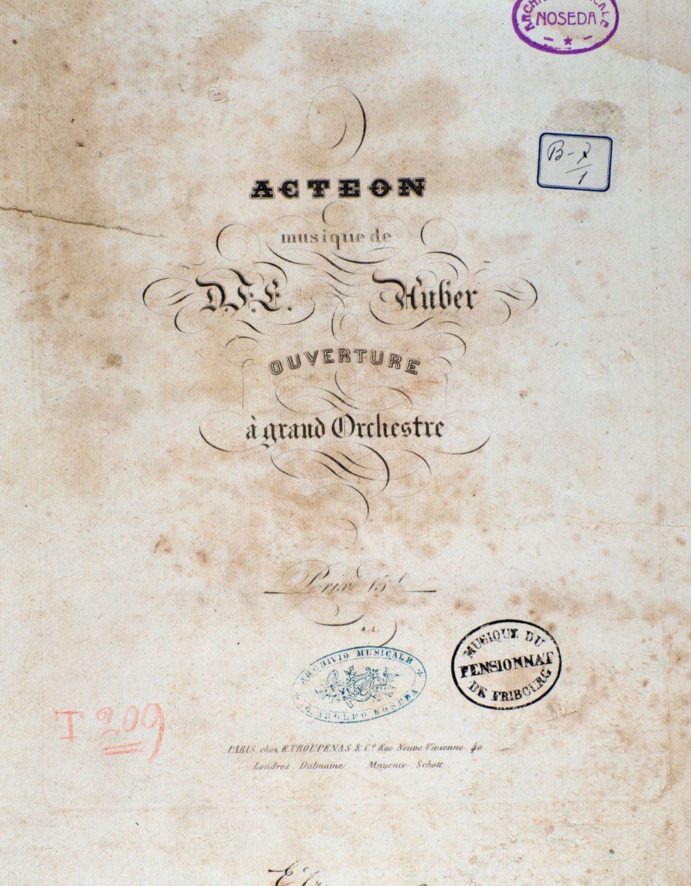 Frontispice van "Acteon" Engelse opera comique door Daniel Francois Esprit Auber door Unknown artist