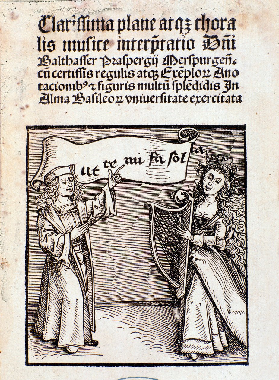 Frontispice van Clarissima plane atque choralis musice interpretati door Prasperg door Unknown artist