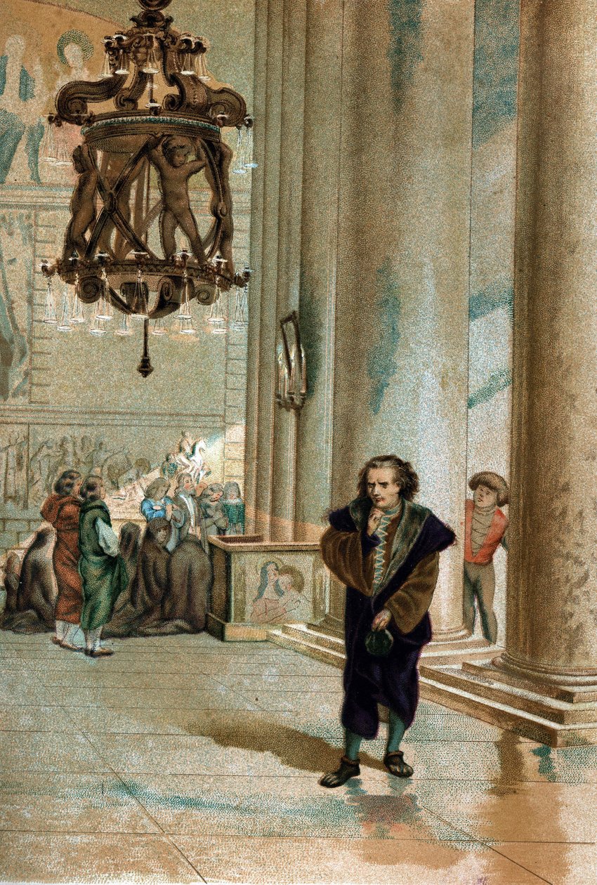 Galileo Galilei (1564-1642) observeert de oscillatie van de lamp in de kathedraal van Pisa. Uit 