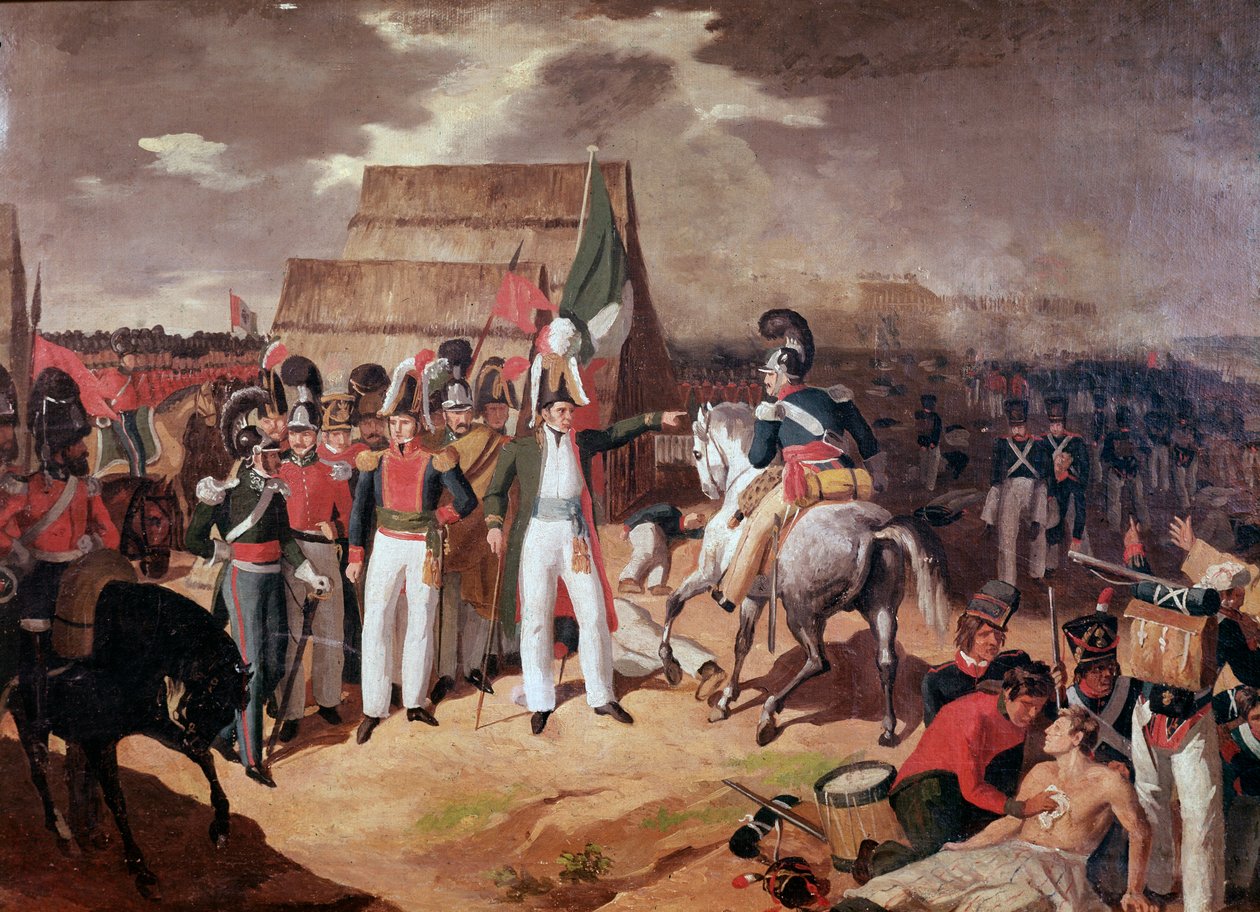 Generaal Antonio Lopez de Santa Anna (1794-1876) Mexicaans militair en politicus tijdens de slag tegen de Spanjaarden in Tampico door Unknown artist