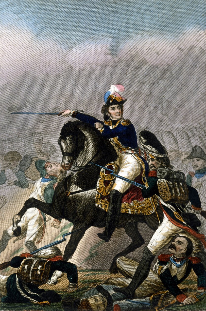 Generaal Jean Lannes, Hertog van Montebello (1769-1809) bij de Slag bij Essling (21 - 22 mei 1809) Gravure 19e eeuw. Milaan door Unknown artist