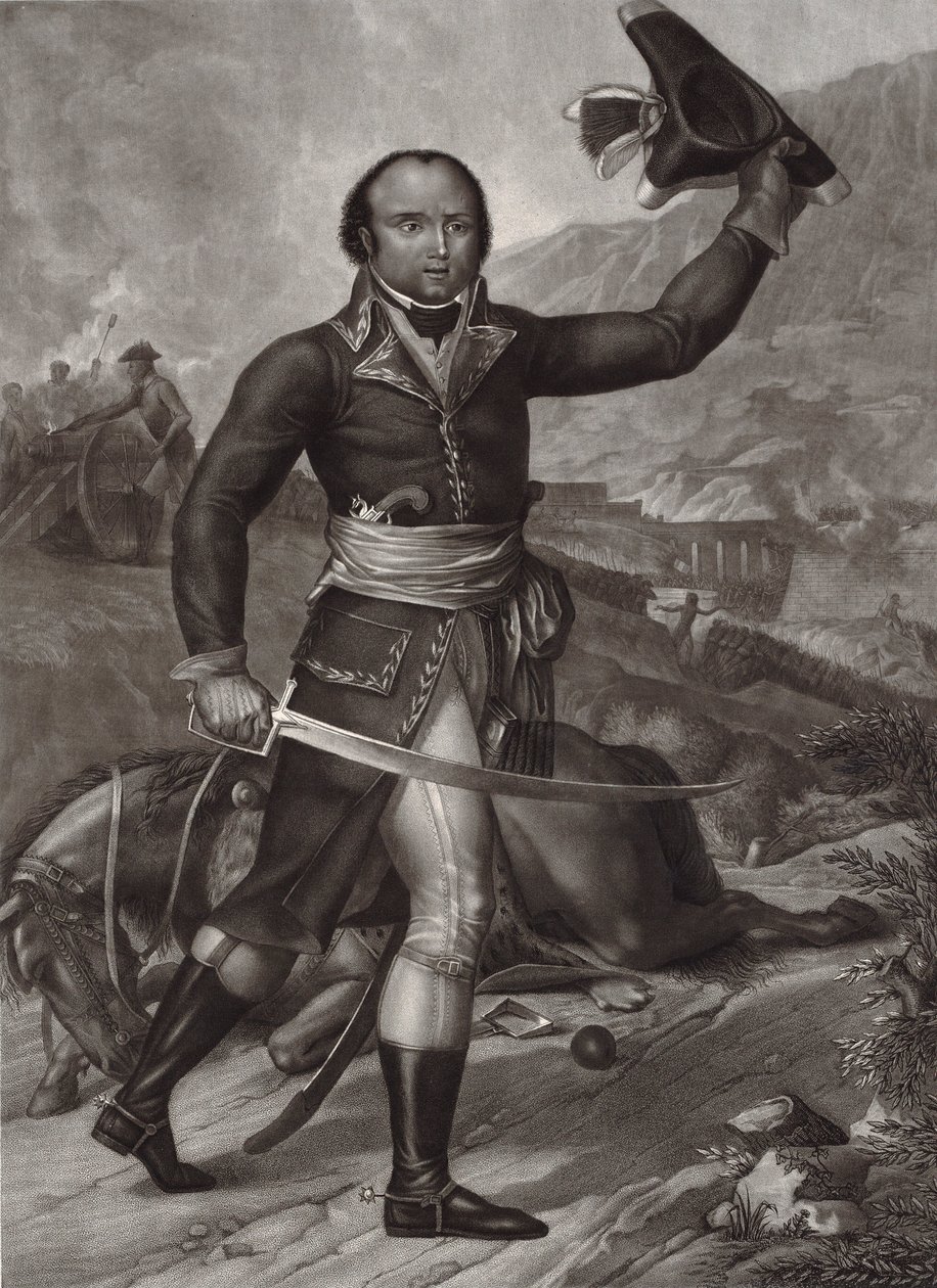 Generaal Thomas-Alexandre Dumas in uniform van de Franse Republikeinse legerofficier - Alexandre Davy de la Pailleterie genaamd Dumas (1762-1806) Franse officier vader van de Franse schrijver Alexandre Dumas Père - le général Thomas Alexandre Davy de la Pa door Unknown artist