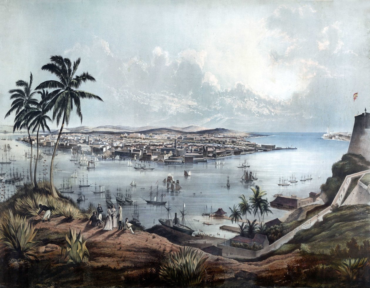 Algemeen uitzicht op Havana (La Habana, Cuba) in 1850. door Unknown artist