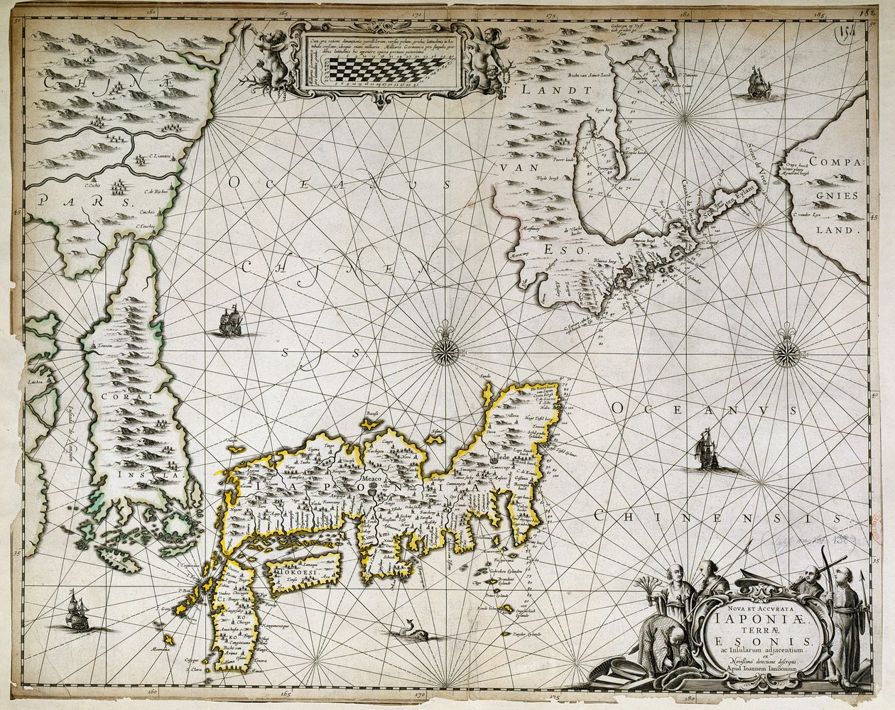 Geografische kaart van Japan, Korea en Zuid-China door Unknown artist