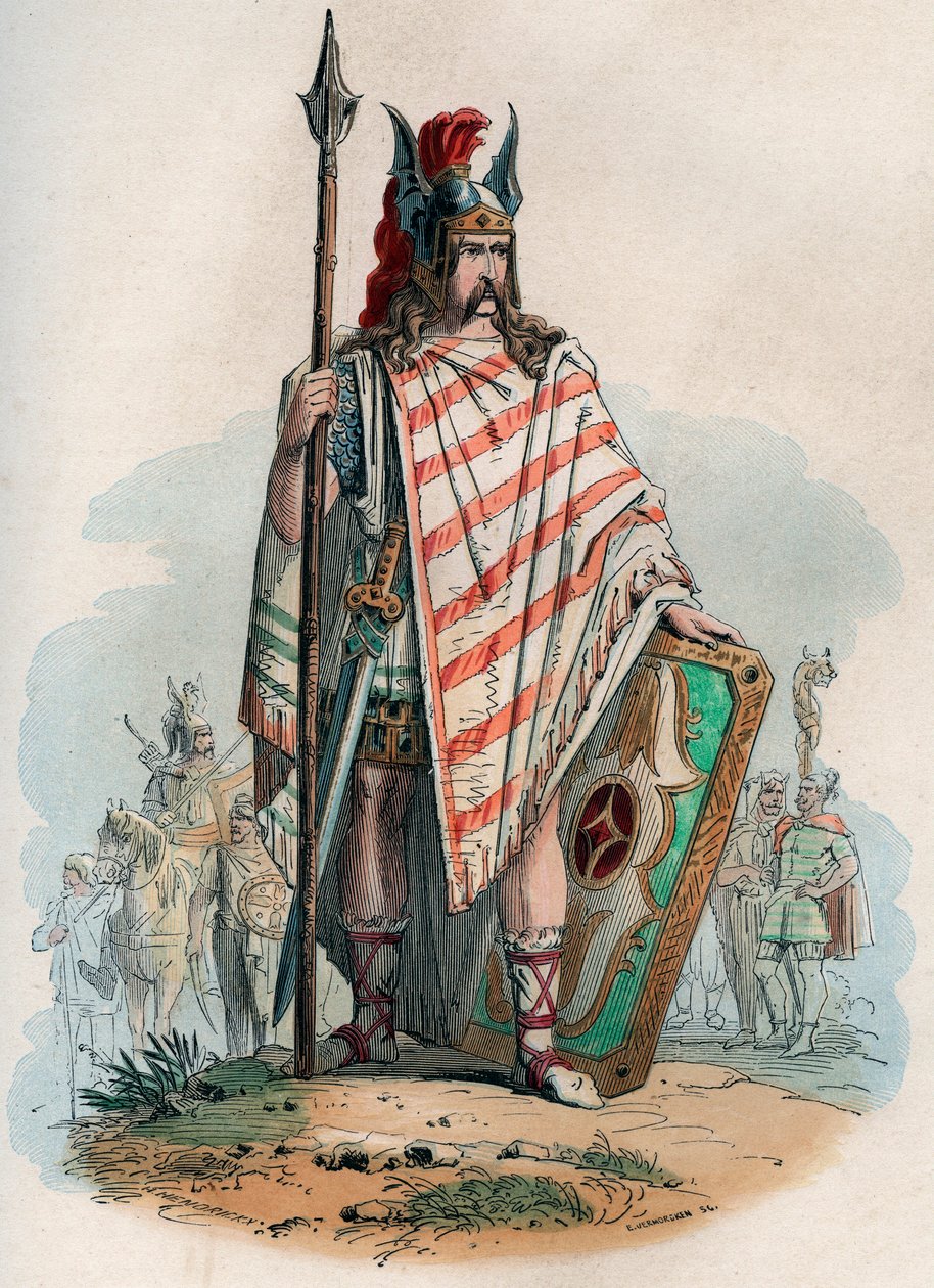 Germaanse hoofdman (de Duitse barbaren). Gravure uit 1868 in 