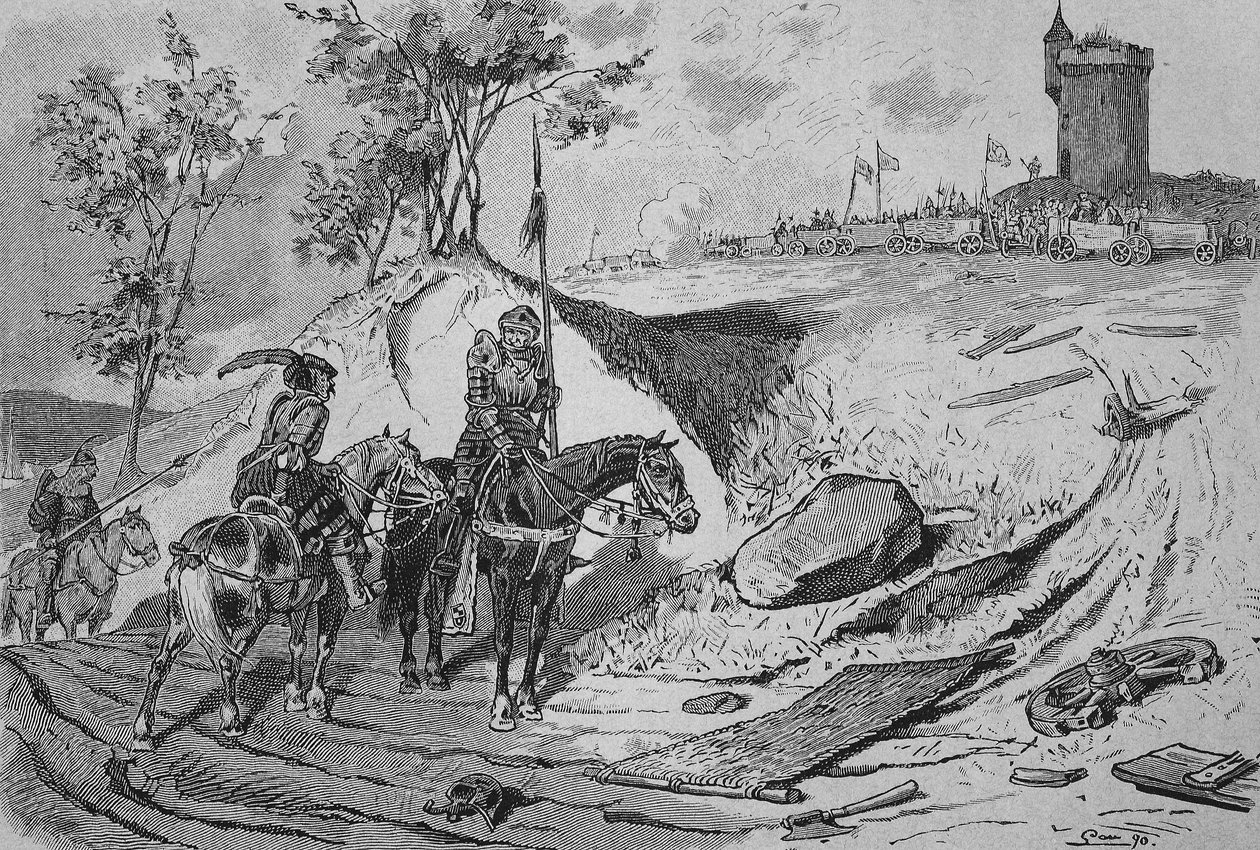 Duitse Boerenoorlog (1524-1526): Karren van boeren in Koenigshofen, Duitsland door Unknown artist