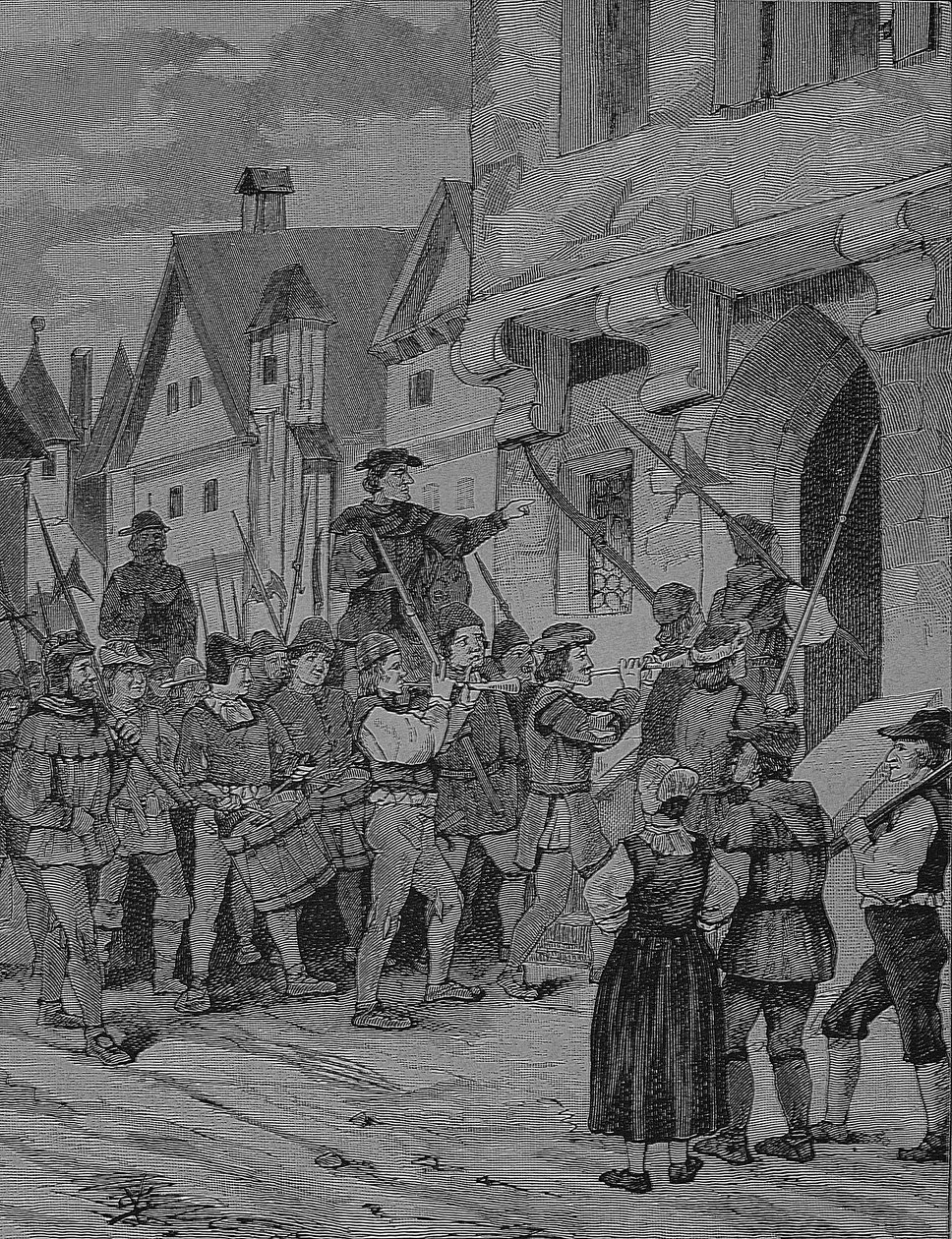 Duitse Boerenoorlog (1524-1526): Orenbach, boeren, Rotenburg, Beieren, Duitsland door Unknown artist