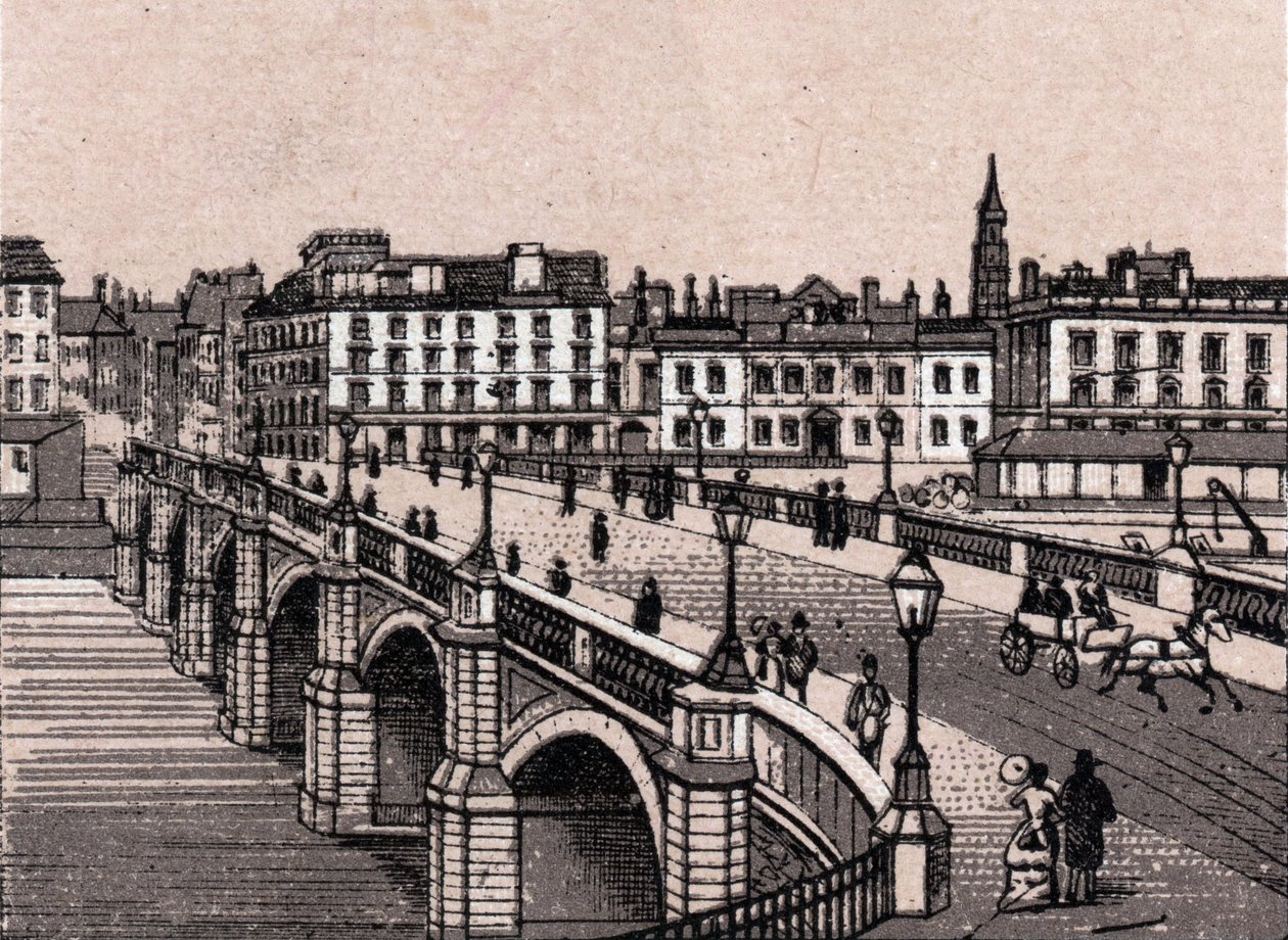 Glasgow, Schotland: uitzicht op de Broomielaw-brug door Unknown artist
