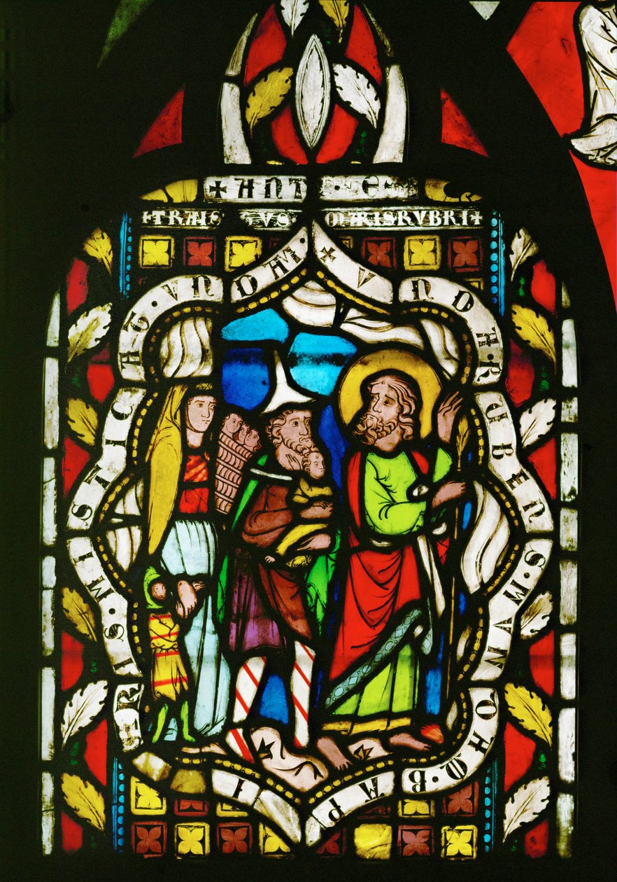 God leidt de kinderen van Israël door de Rode Zee (gebrandschilderd glas) door Unknown Artist