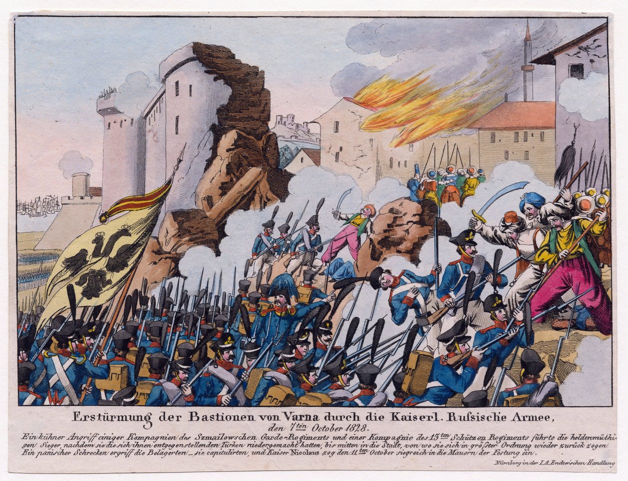Russisch-Turkse oorlog van 1828-1829 - De bestorming van de bastions van Varna door het Russische leger in september 1828 door Unknown artist
