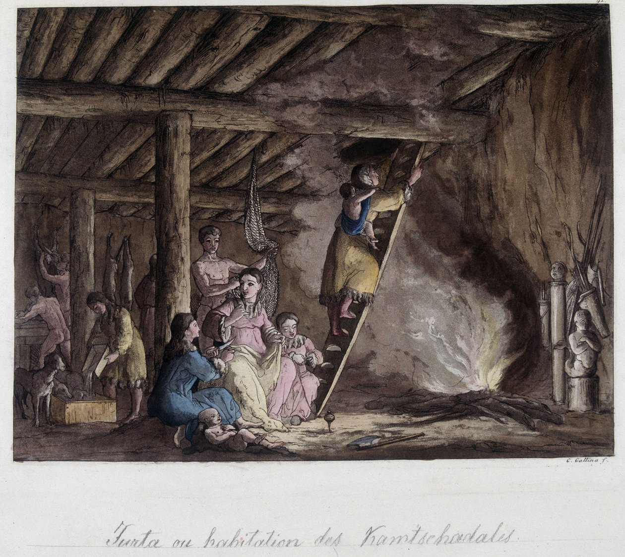 Woning van de Kamtsjadalen, Siberië. In "Het oude en moderne kostuum" door Unknown artist