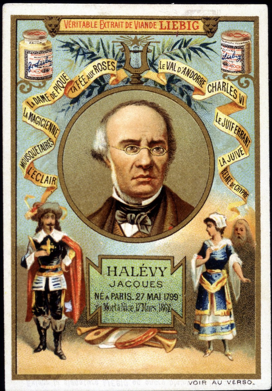 Halevy genaamd Jacques Fromental Levy, Franse componist (1799-1862) als onderdeel van de promotie van een Liebig-product. 19e eeuw door Unknown artist