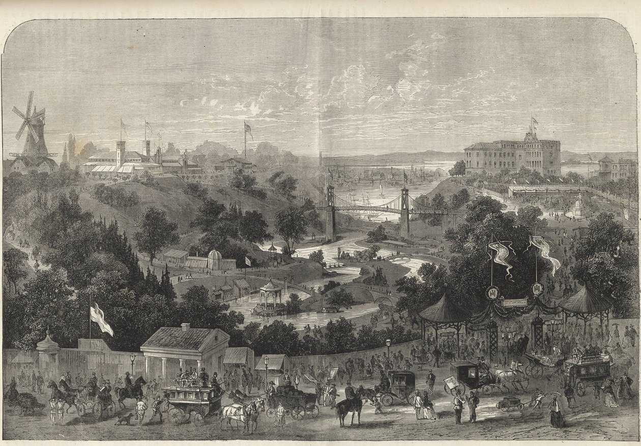 Hamburg - Duitsland - Tuinbouwtentoonstelling 1869 - Hamburg - het park van de Internationale Tuinbouwtentoonstelling door Unknown artist