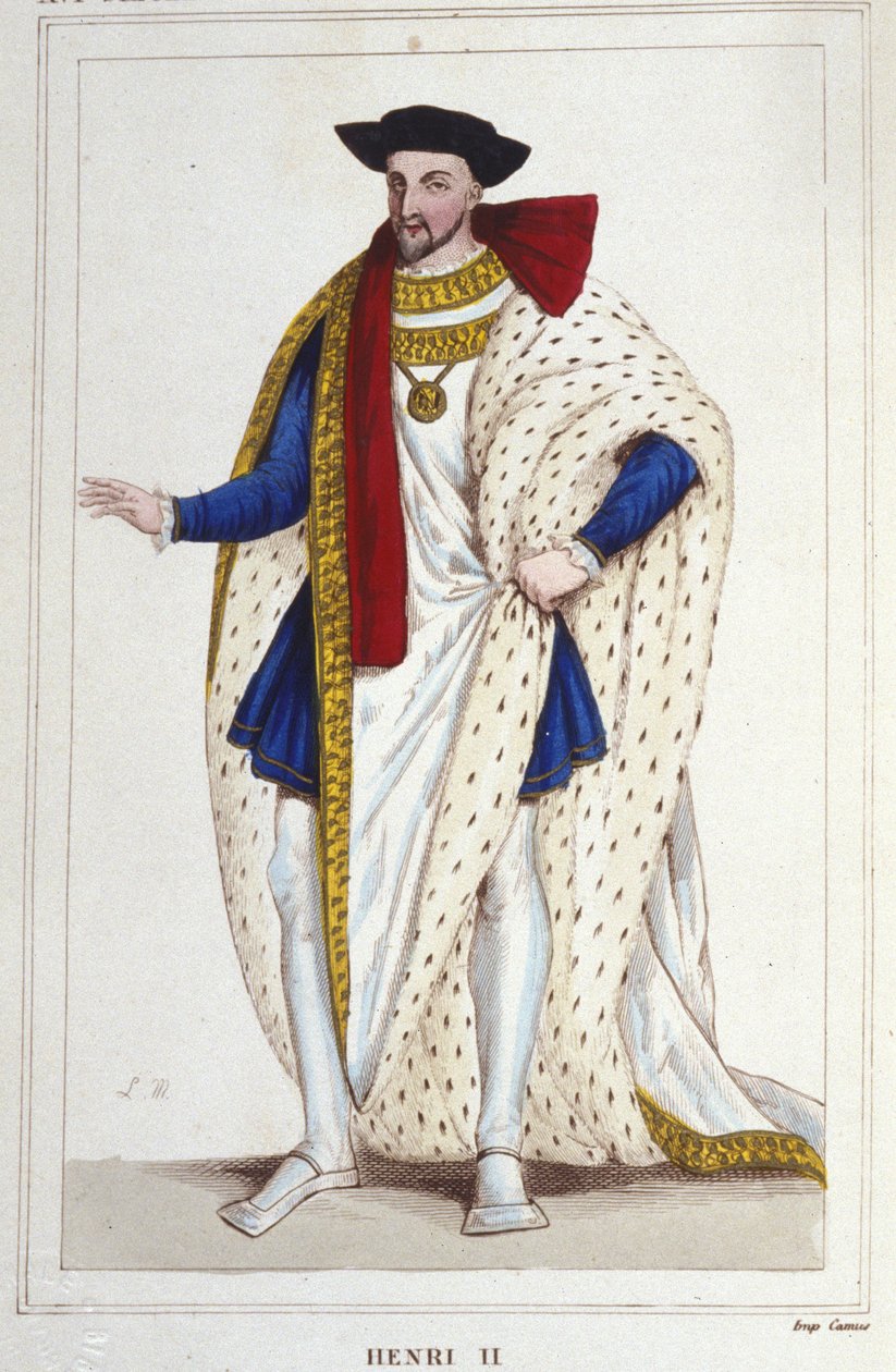 Hendrik II, koning van Frankrijk (1519 - 1559) gravure uit 1830 door Unknown artist