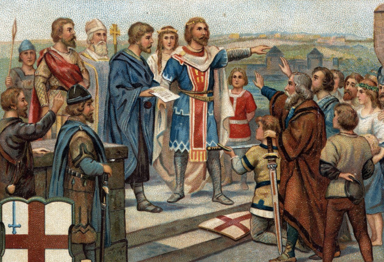 Historische episodes van beroemde steden: Alfred de Grote (849-899) geeft Londen terug aan zijn oorspronkelijke bewoners (886), de 