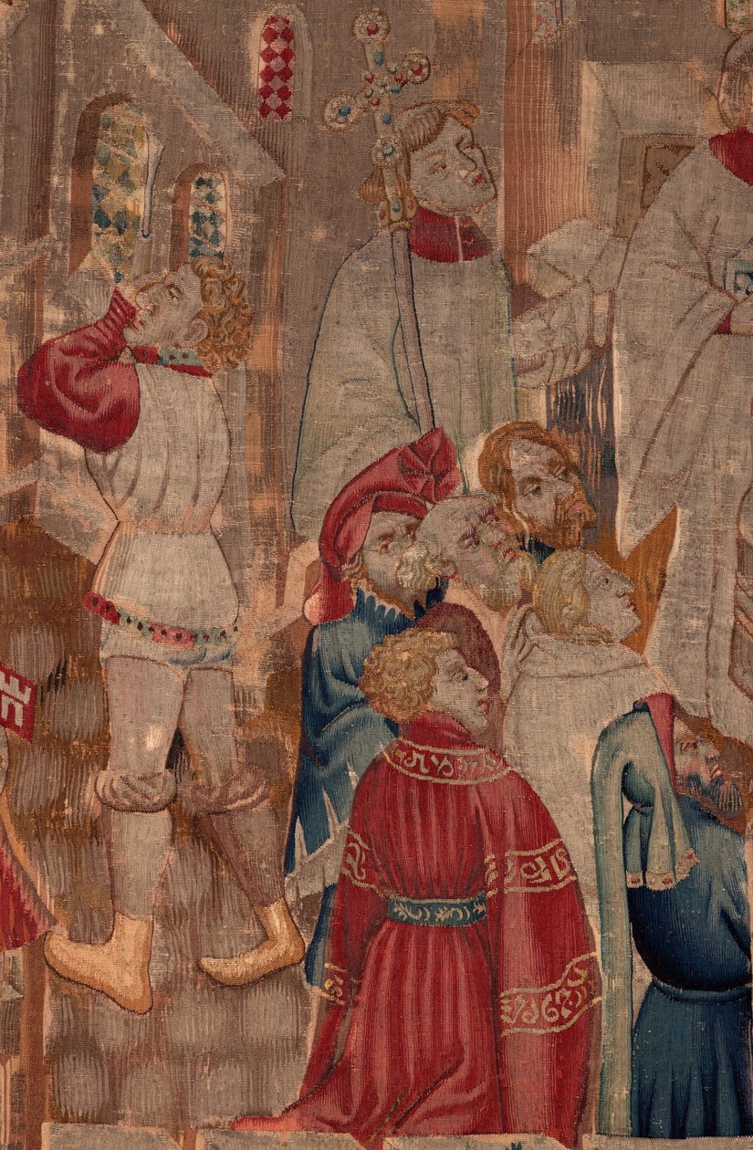 Geschiedenis van Sint Piat en Sint Eleuthère, Scene 6 Detail midden. Doopscène, mensen die helpen door Unknown artist