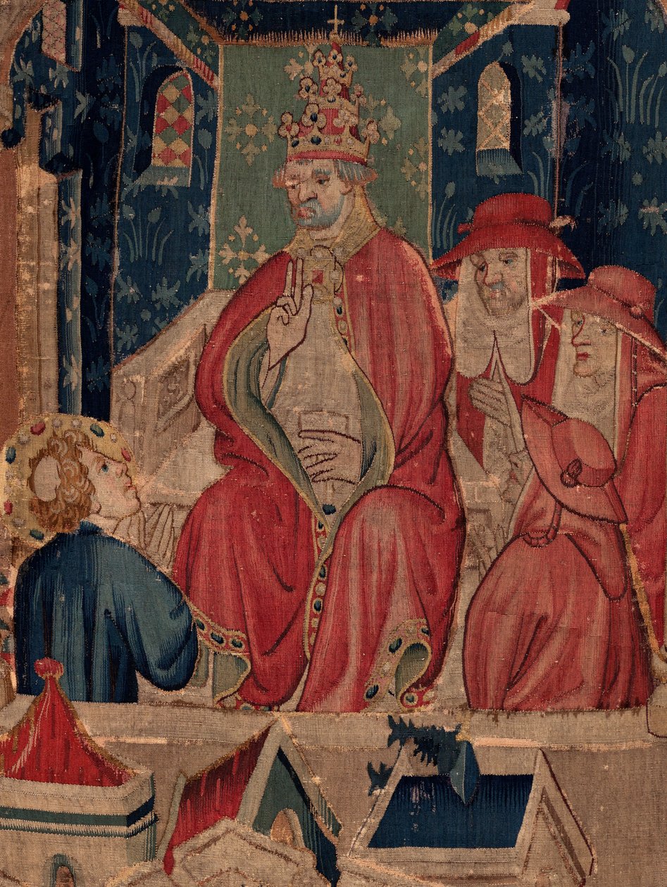 Geschiedenis van Sint Piat en Sint Eleuthère, Scene 9: Sint-Éleuthère wordt bevestigd als bisschop van Doornik. Detail midden. De scène met de paus. door Unknown artist