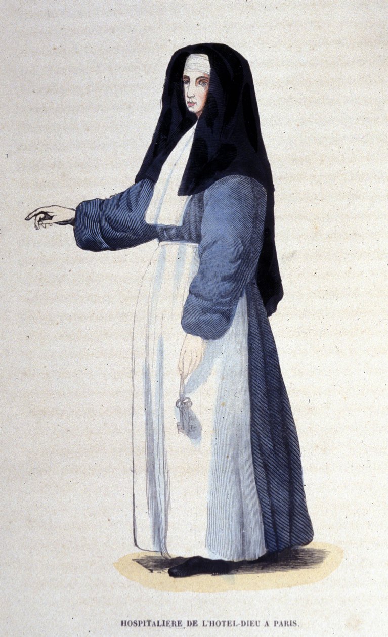 Hospitaalzuster van het Hôtel-Dieu in Parijs (gravure uit een album over religieuze orden, Parijs) door Unknown artist