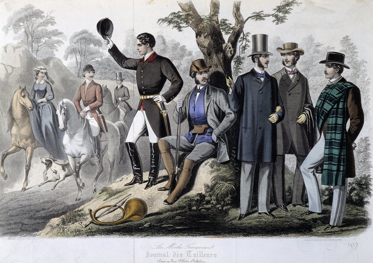 Jachtoutfits, "Le Journal des tailors" door Unknown artist