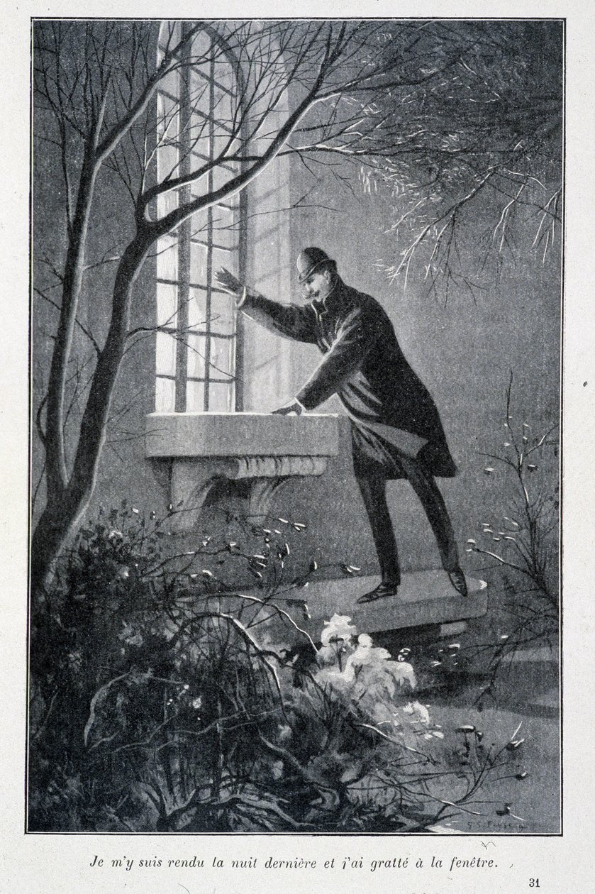 Ik ging gisteravond en krabde aan het raam, illustratie in Conan Doyle