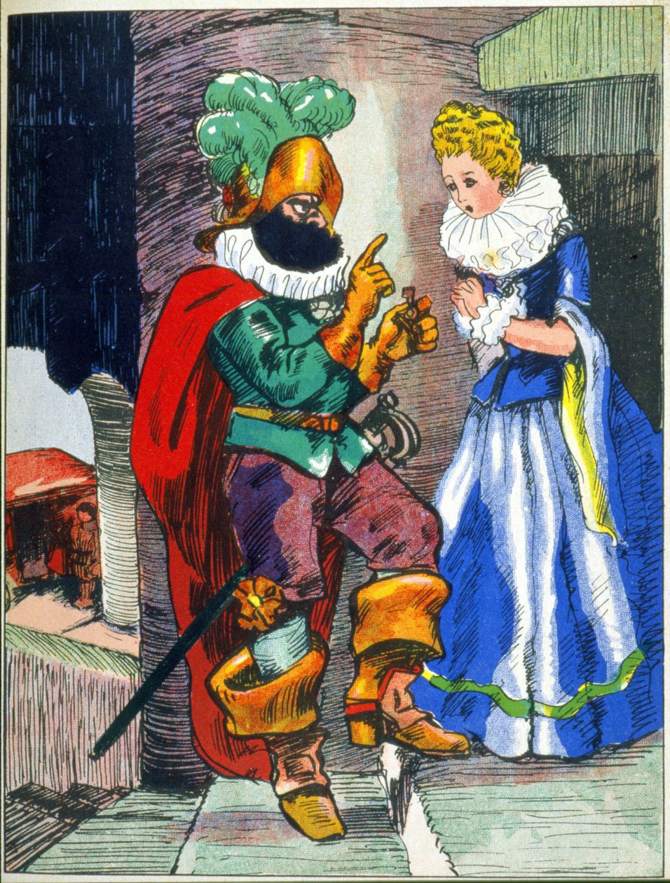 Illustratie voor Blauwbaardverhalen van Perrault, begin 20e eeuw (prent) door Unknown Artist