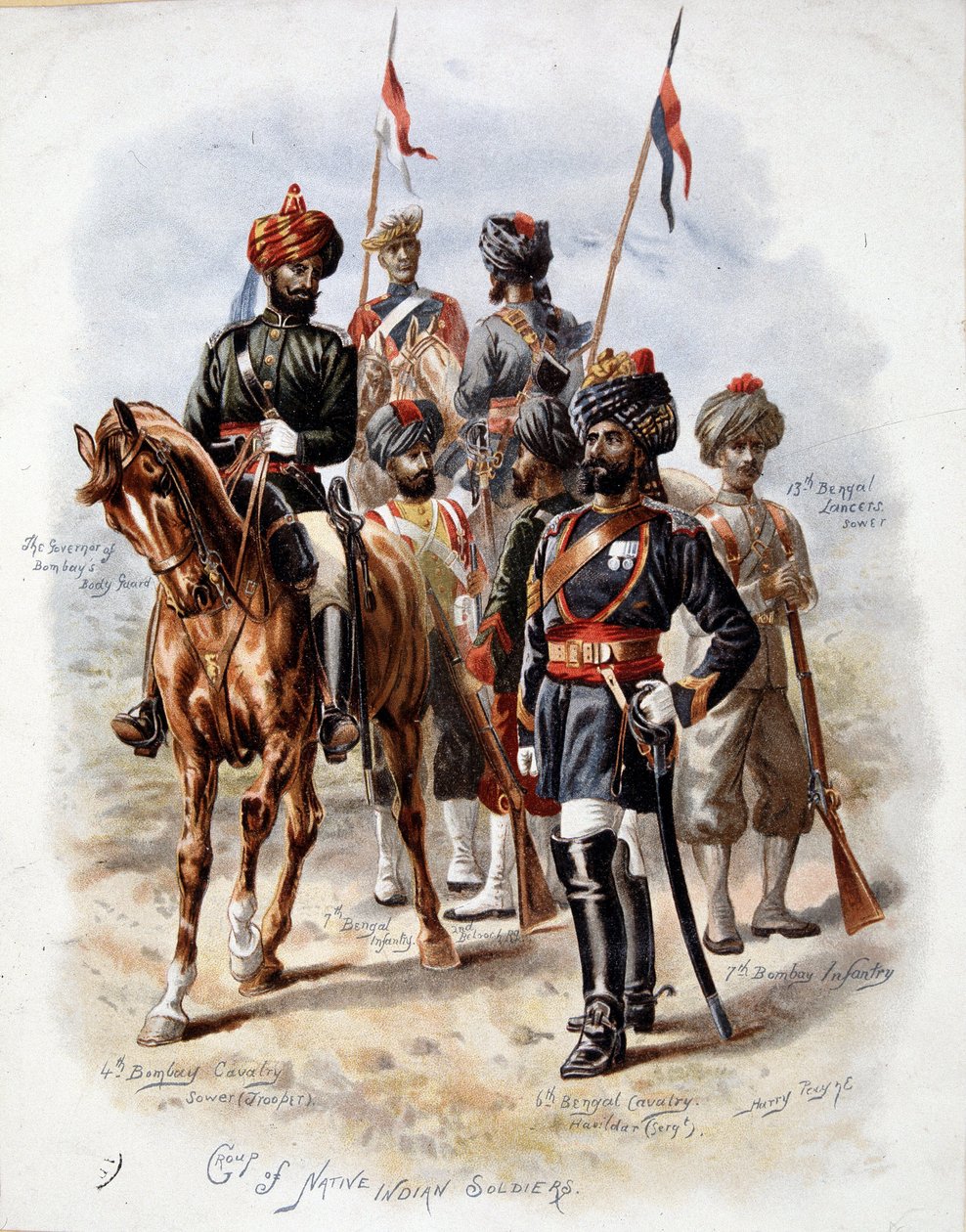 Indiase militair van het Engelse leger - chromo door Unknown artist