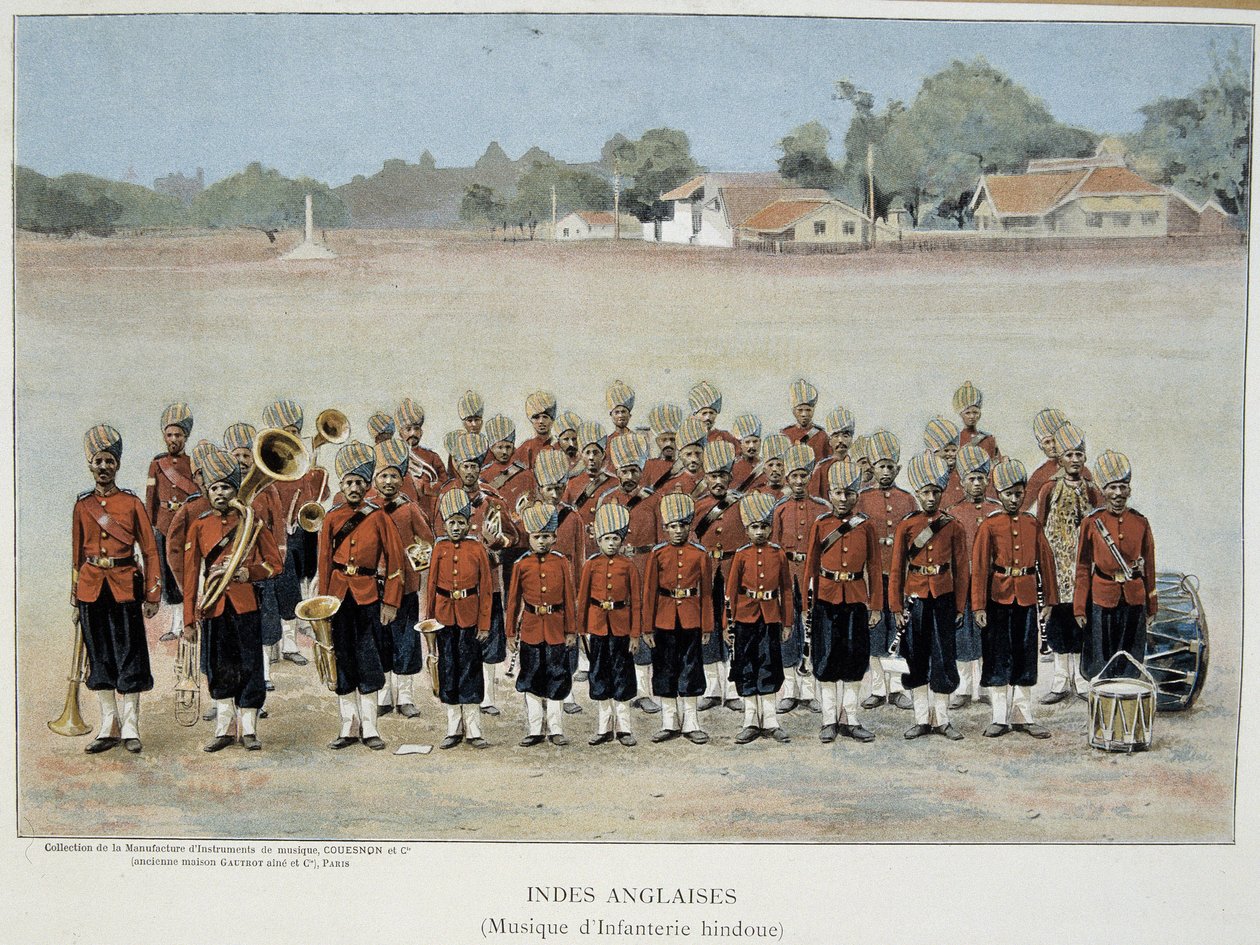 Infanterieband van de Engelse Indië - gravure, eind 19e eeuw door Unknown artist