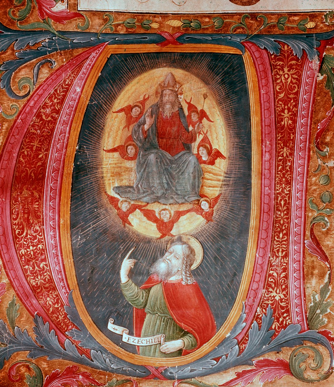 Initiaal letter V met voorstelling van Ezechiël (miniatuur) door Unknown artist