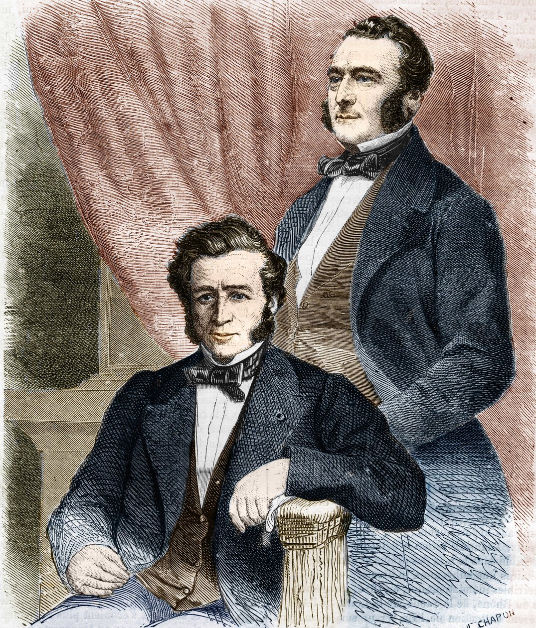 Isaac (1800 - 1875) en Emile (1806 - 1880) Pereire, oprichters van de Société de Crédit Mobilier en de Compagnie Générale Transatlantique door Unknown artist