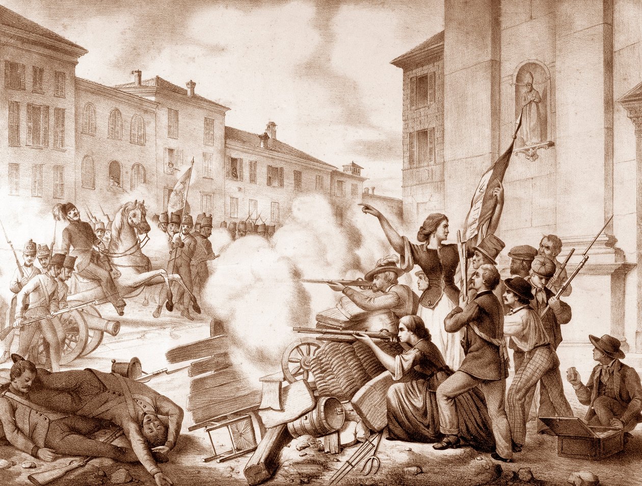 Italiaanse eenwording (Risorgimento (1848-1870): episode van de Tien Dagen van Brescia, 23 maart tot 1 april) door Unknown artist